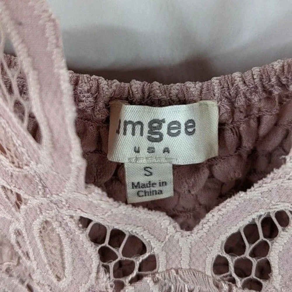 Umgee S Peasant Boho Bohemian Paradise Island Scalloped Lace Maxi Dress - Picture 5 of 12